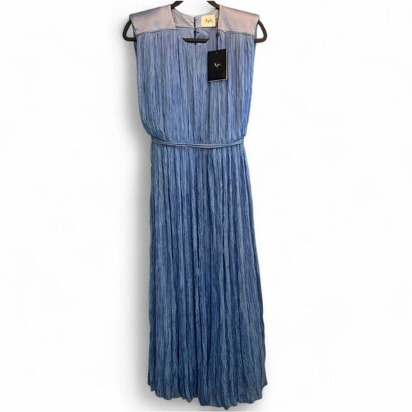 NWT Aje Solstice Pleated Midi Dress Mist Blue Size 8 - Picture 10 of 13